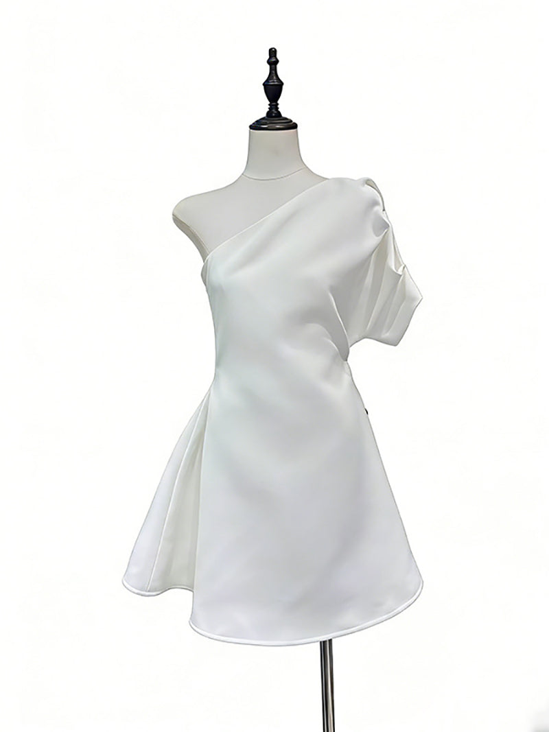Fashion Strapless Asymmetric Ruch Mini Dress