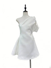 Fashion Strapless Asymmetric Ruch Mini Dress