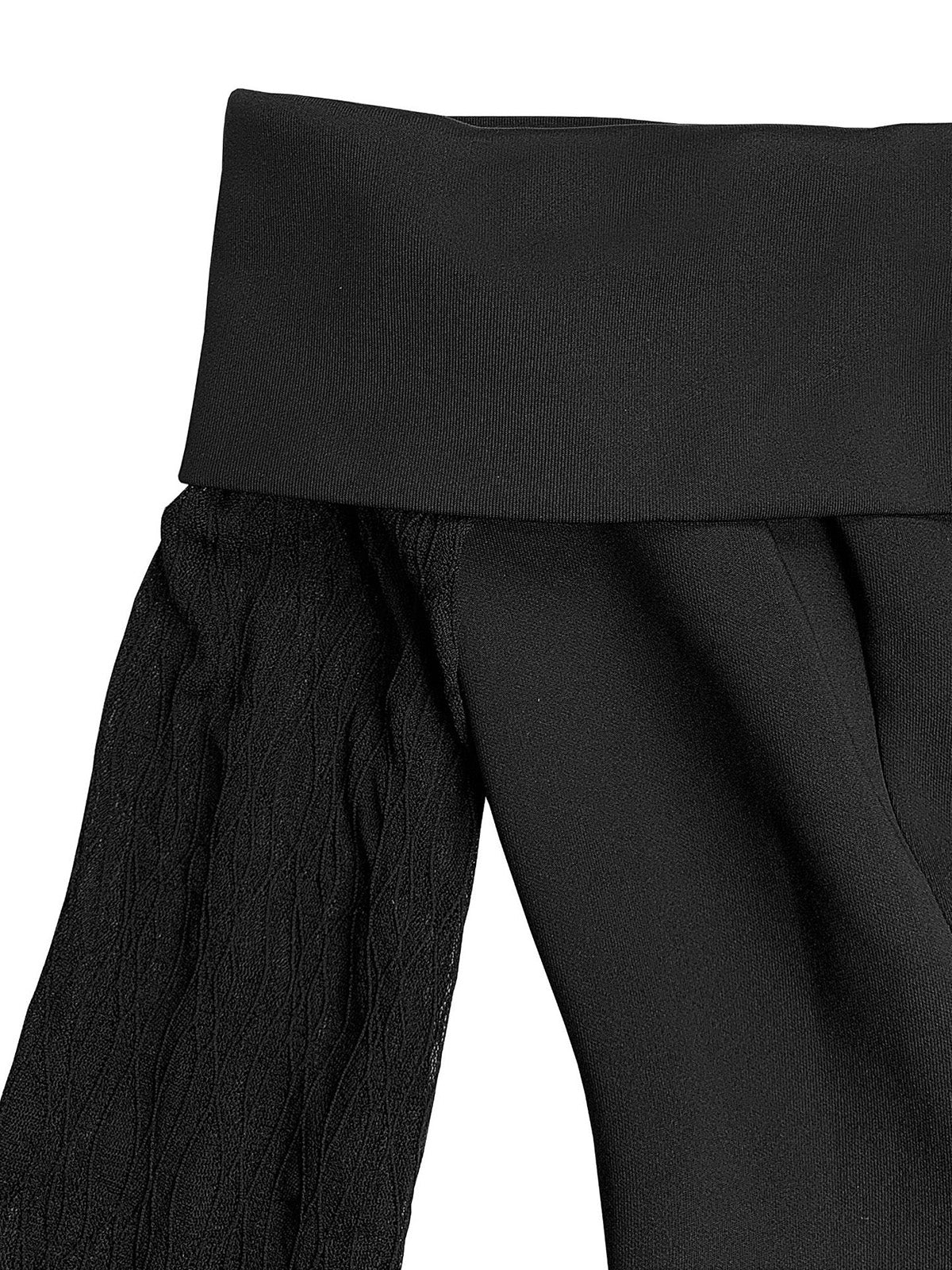 Elegant Off Shoulder Sheer Mesh Skirt Two Piece Set