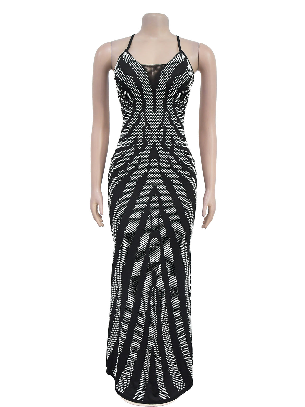 Rhinestone Lace-up Backless Party Club Dress