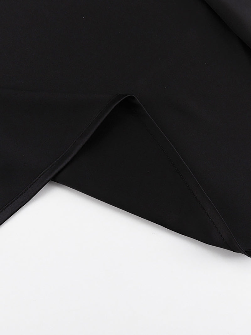 Round Neck Satin Elegant Split Maxi Dress