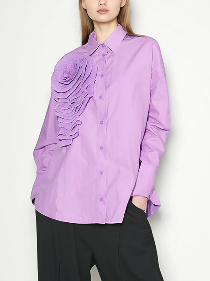 Elegant Floral Patchwork Irregular Blouse