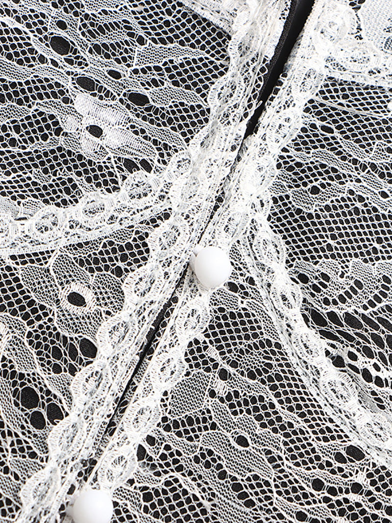 Fashion Deconstructed Lace Patchwork Lapel Blazer