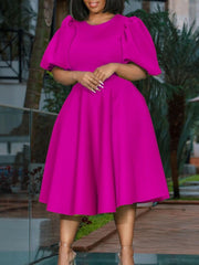 Puff Sleeve Bodycon Midi Dress