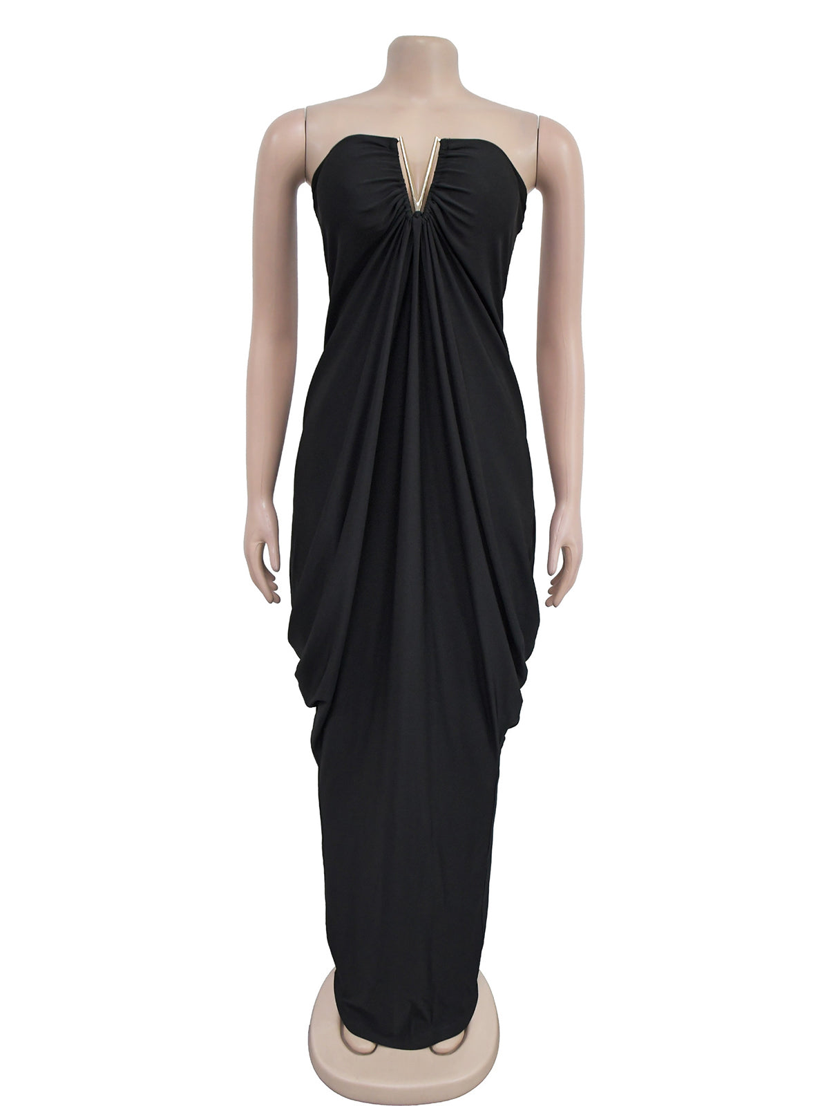 Sexy V Shape Trim Slim Fit Strapless Maxi Dress