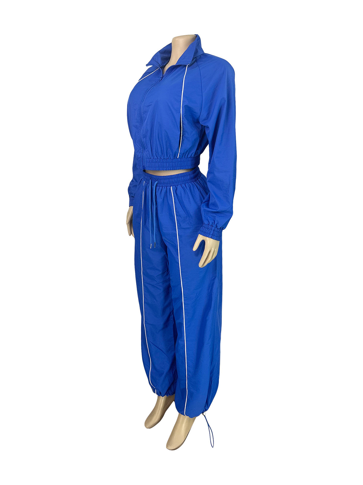 Striped Patchwork Zipper Top and Sweatpants Casual Set