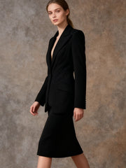 Cutout Asymmetric Fitted Blazer-boutique