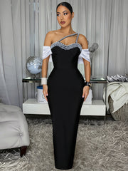 Beaded Off Shoulder Mermaid Evening Dress