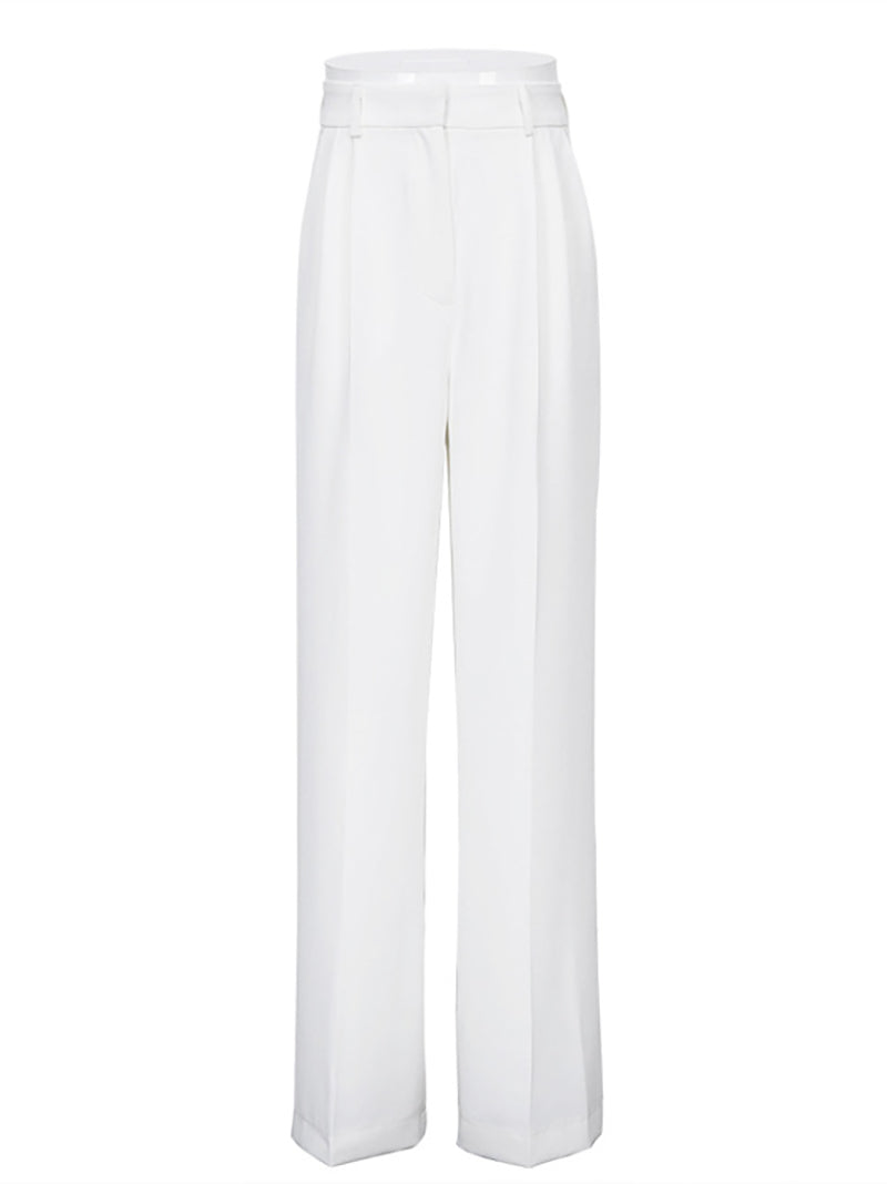 Casual High-Waist Pleated Wide-Leg Pants
