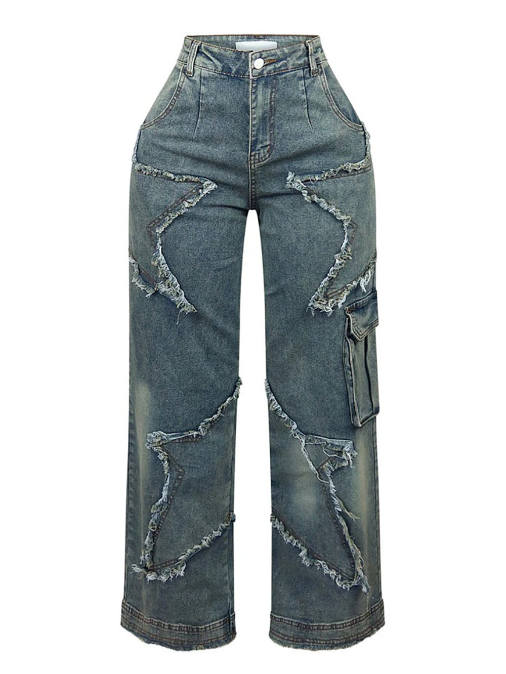 Retro Loose Star Tassels Slim Jeans