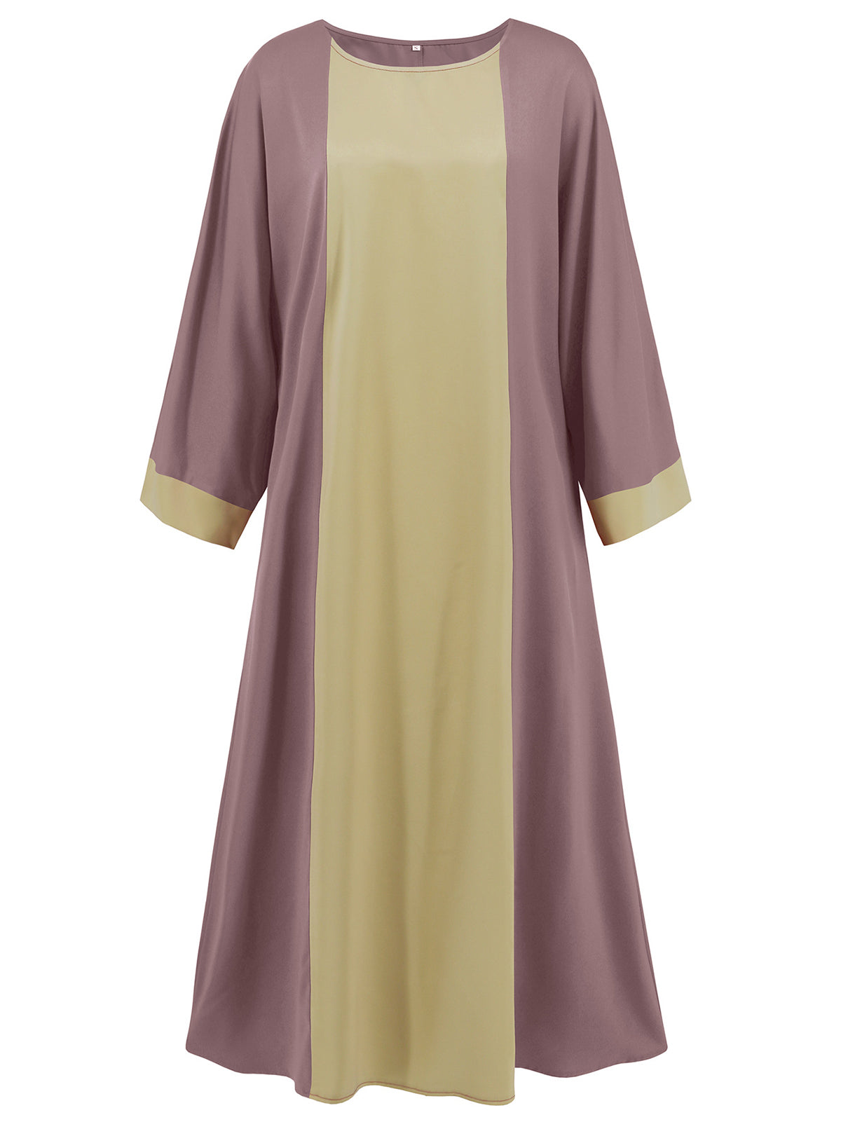 Round Neck Long Sleeve Loose Robe Maxi Dress