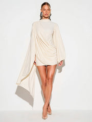 Bow Tie Long Sleeve Bodycon Mini Dress