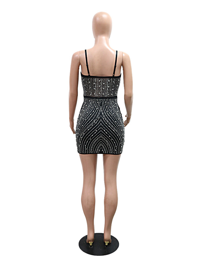 Sexy Pearl Rhinestone Nightclub Dress