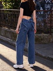 Fashion Back Bowknot Straight Jeans