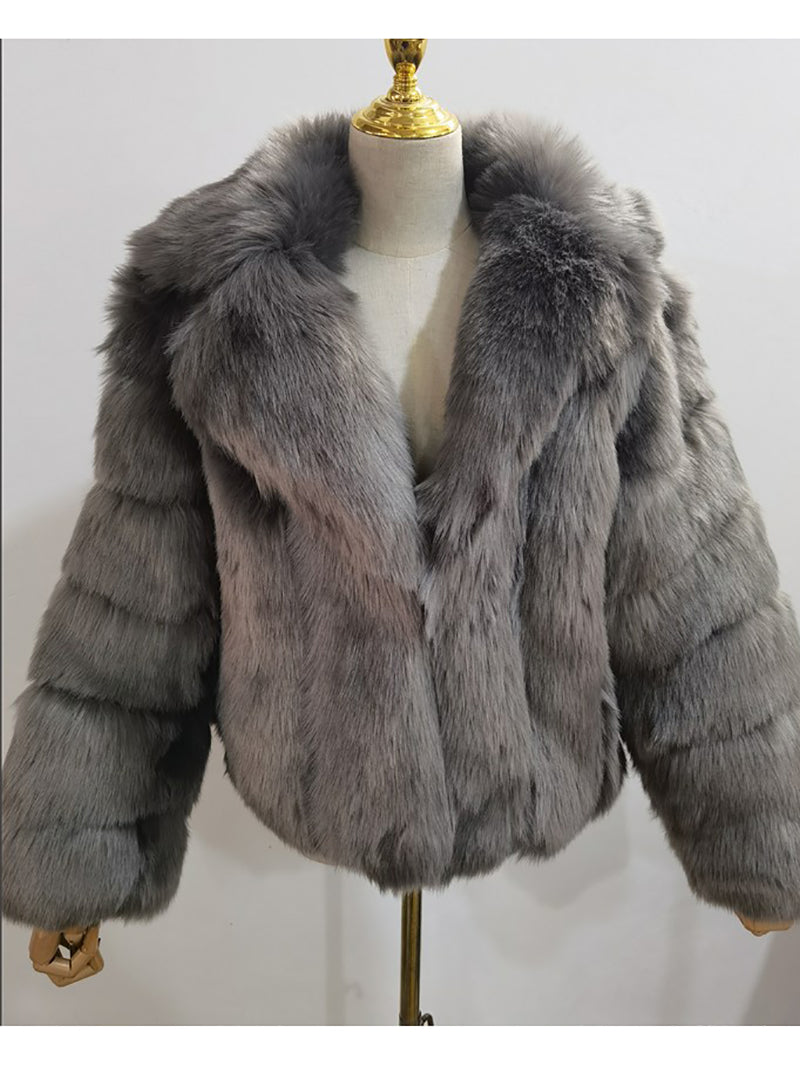 Fashion Faux Fur Suit Collar Jacket Coat