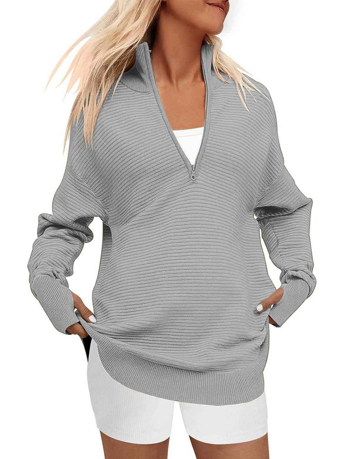 Casual Rib Knit Loose Sweater