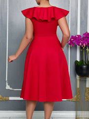 Fashion V-neck Ruffle Party Evening Dress