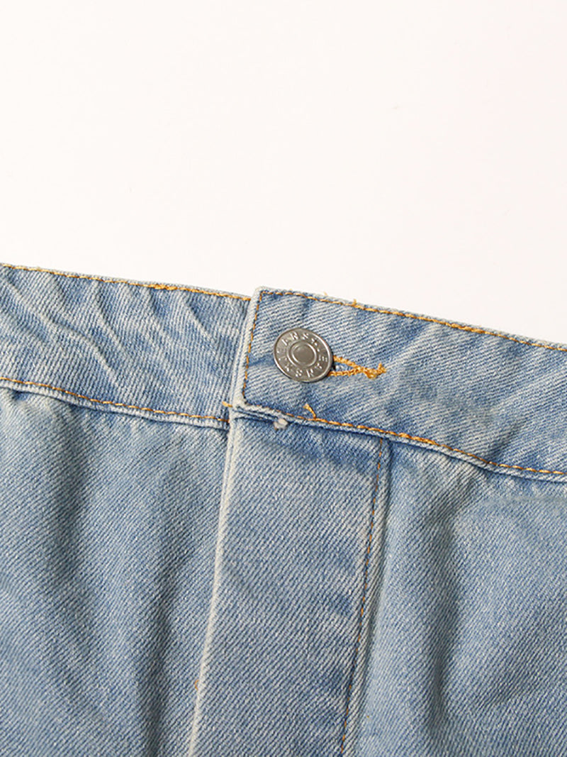 Off The Shoulder Denim Overalls Punk Pockets Jumpsuit