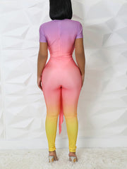 Sexy Gradient Color Bodycon Jumpsuit