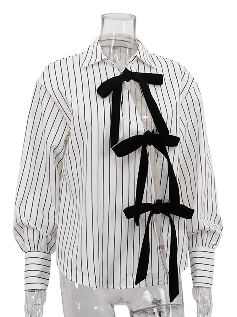 Casual Stripe Asymmetric Loose Shirt