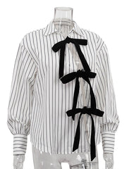 Casual Stripe Asymmetric Loose Shirt