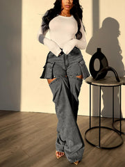 Convertible Zip Off Stretch Denim Cargo Pants