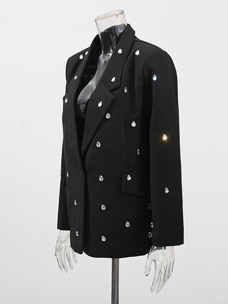 Elegant Rhinestone Embellished Blazer