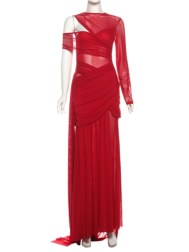 Sexy Sheer Mesh Hollow Out Party Evening Dress