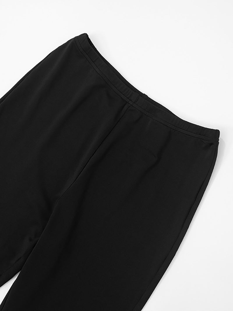 Sexy Fluffy Strapless Top Skinny Pants Two Piece Set