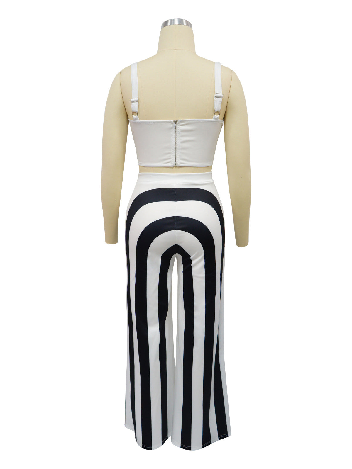 Stripe Vest Wide Leg Pants Casual Two Piece Set