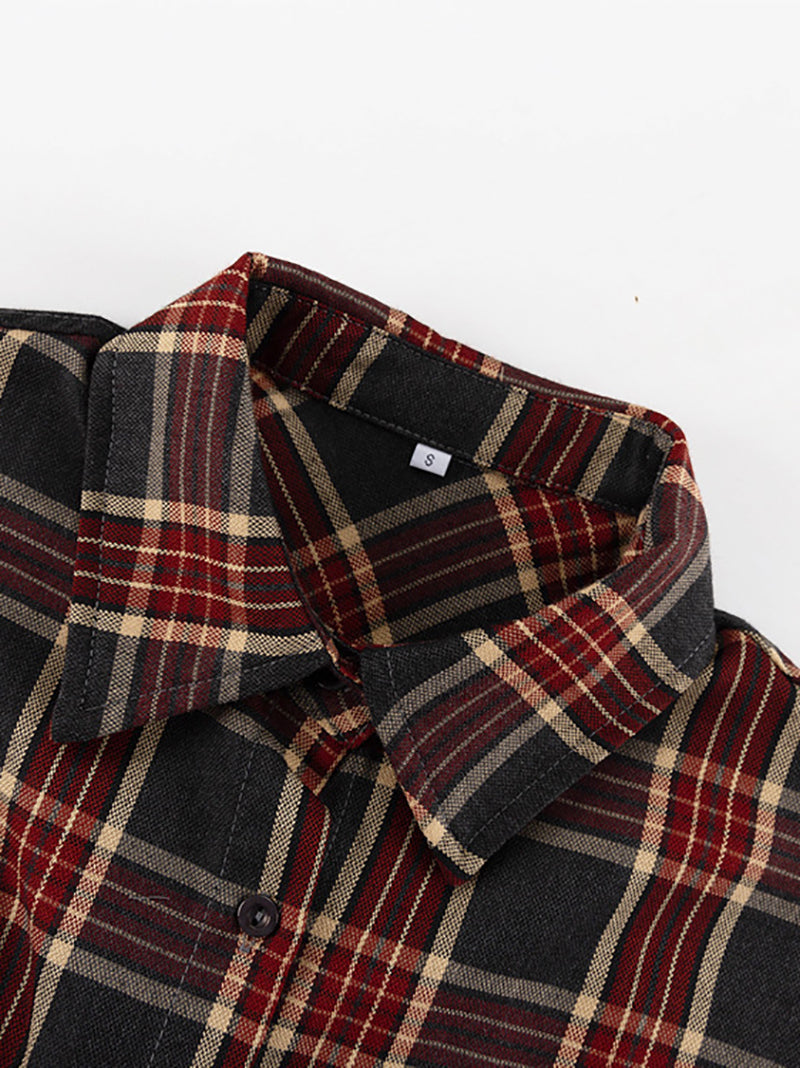 Vintage Lapel Loose Oversize Plaid Shirt