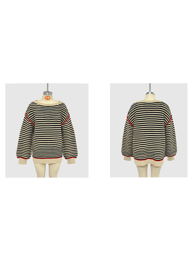 Vintage Crewneck Striped Pullover Sweater