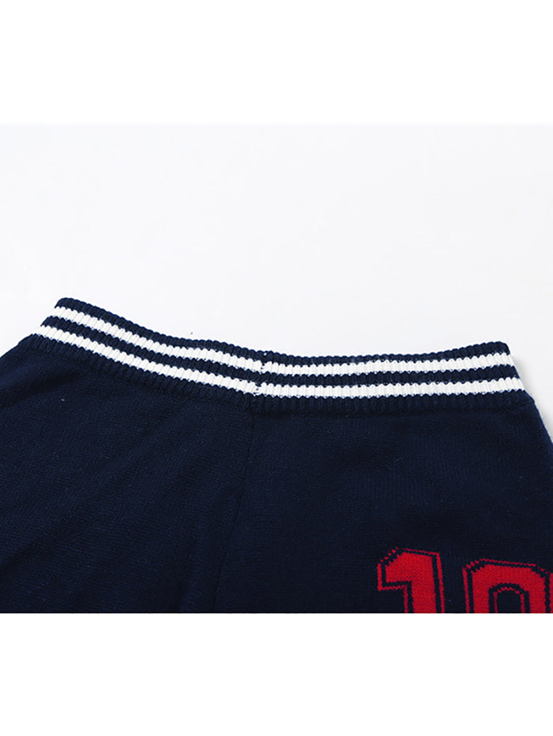 Sports Knit Cropped Sweater Shorts Casual Sets