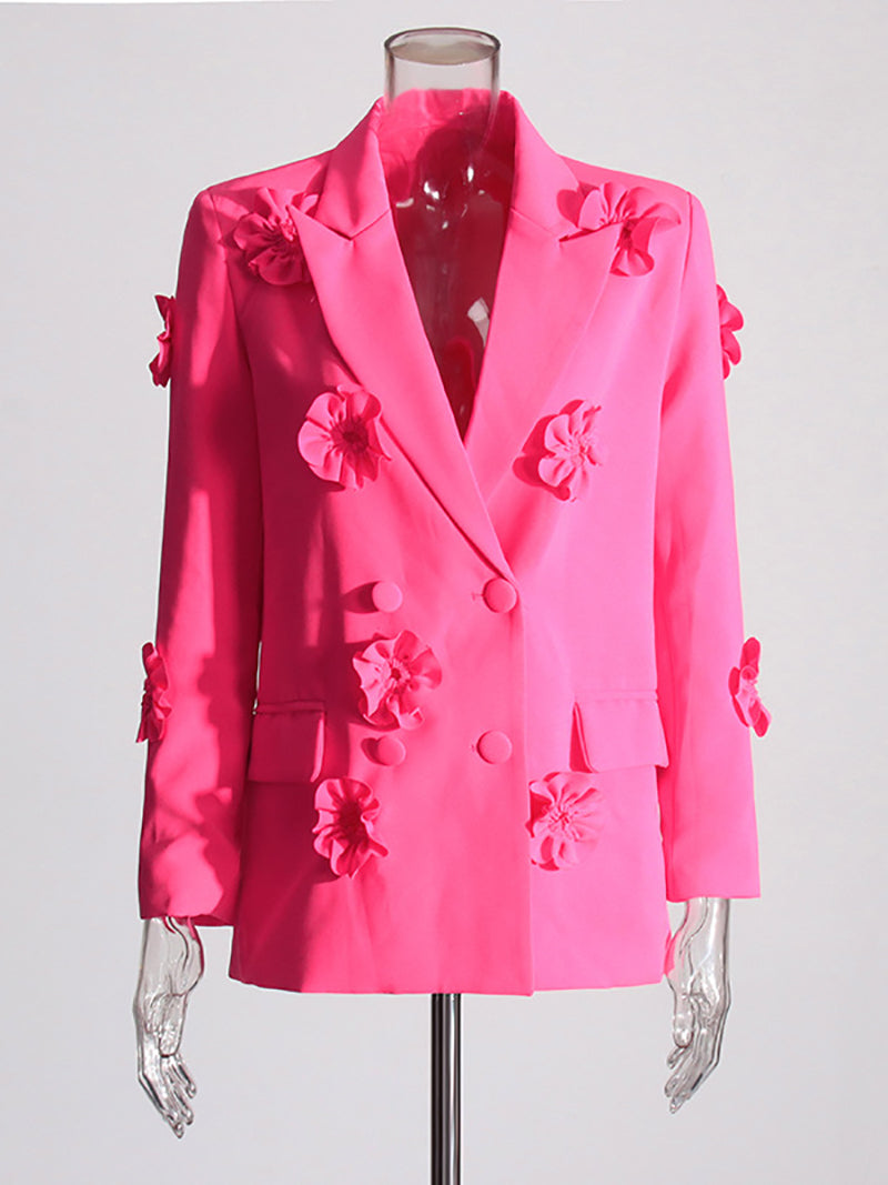 Elegant Spliced Appliques Blazer