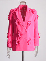 Elegant Spliced Appliques Blazer