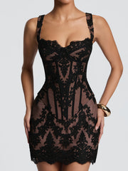 Lace Corset Top and Mini Skirt Set