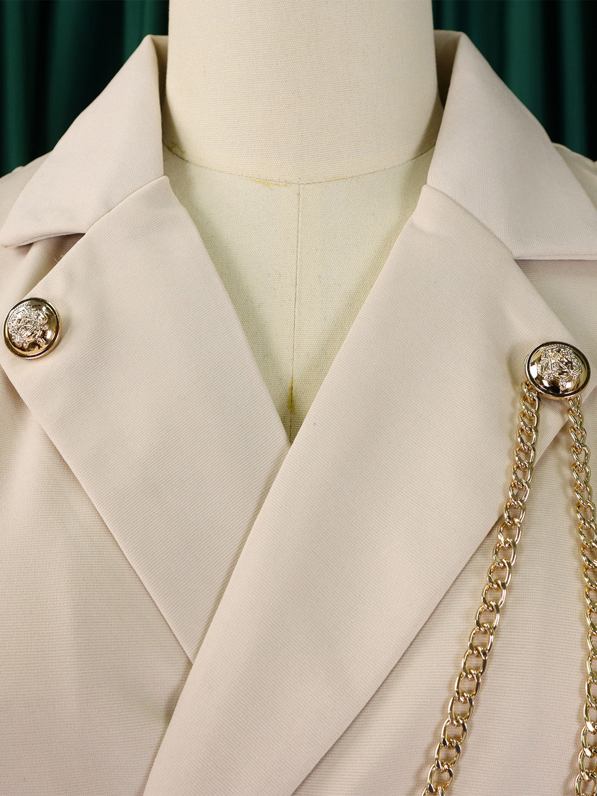 Elegant Lapel Sleeveless Chain Embellished Jumpsuit