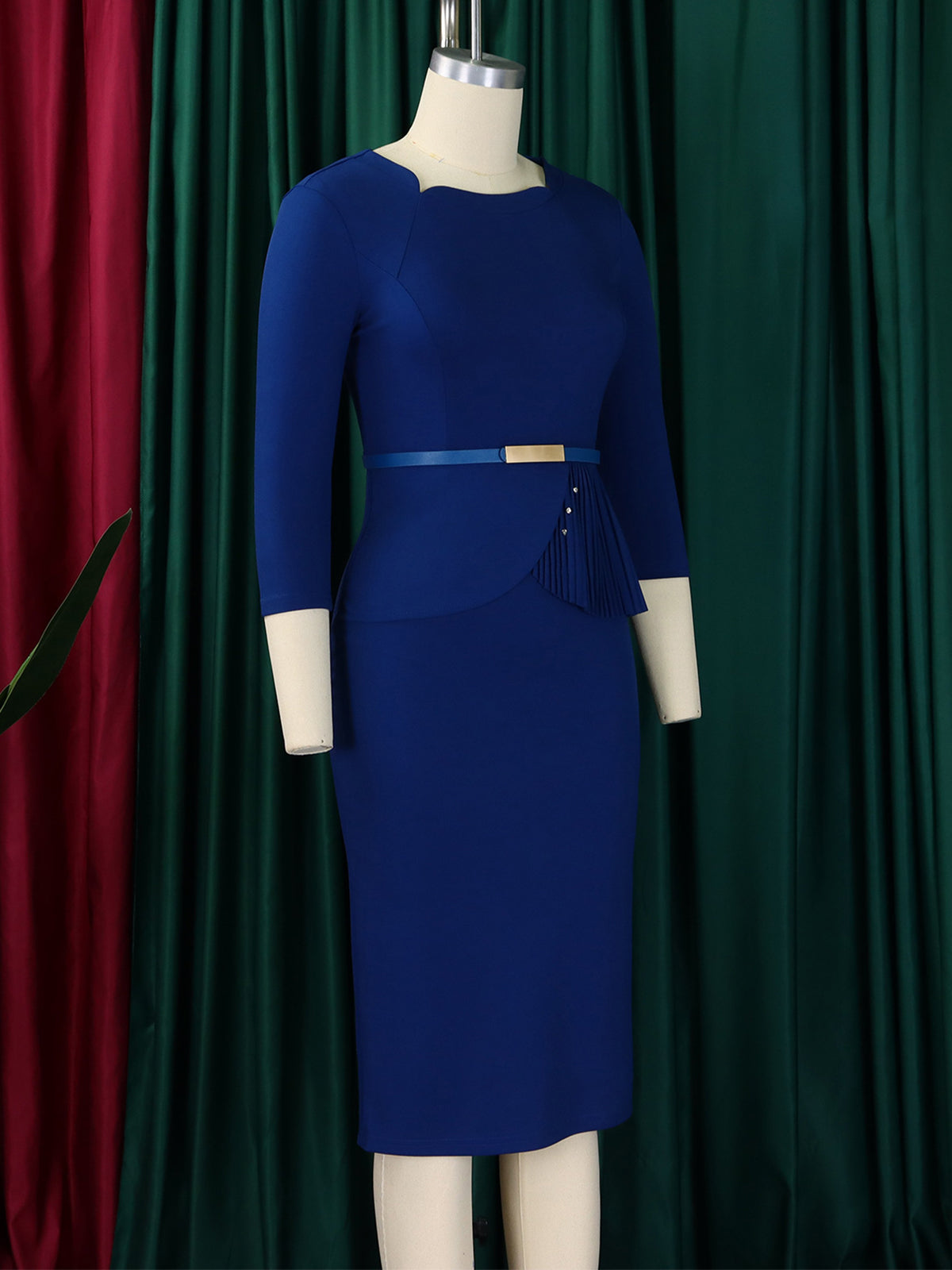 Elegant Round Neck High Waist Bodycon Pencil Dress