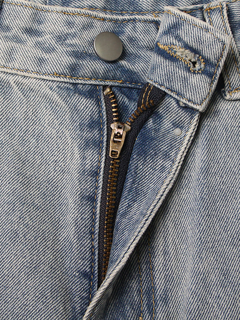 Nail Bead Decorate Straight Jeans