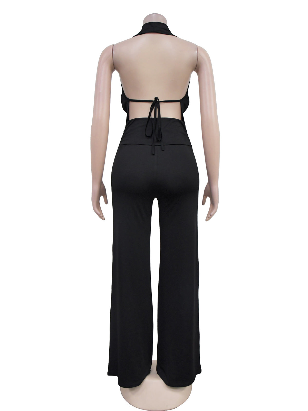 Halter Wing Neck Backless Wide Leg Jumpsuits