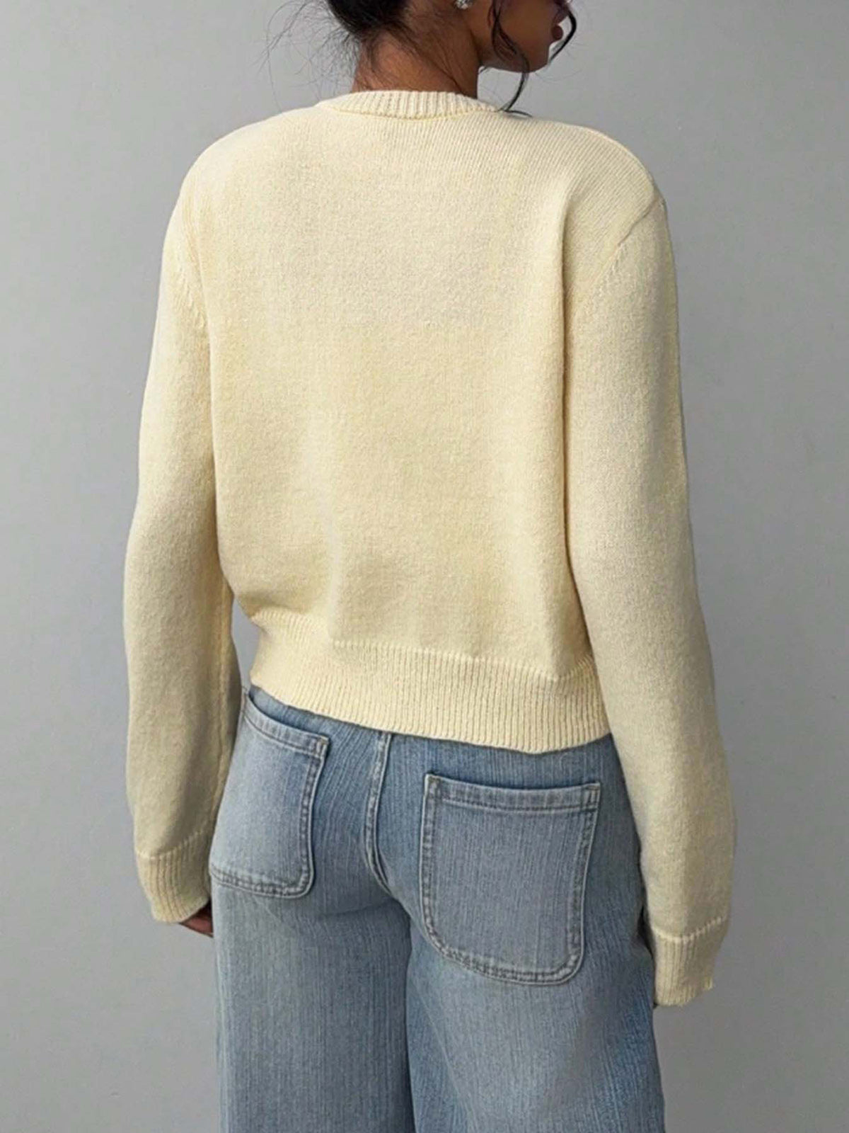 Casual Button-Up Long Sleeve Knit Cardigan Sweater