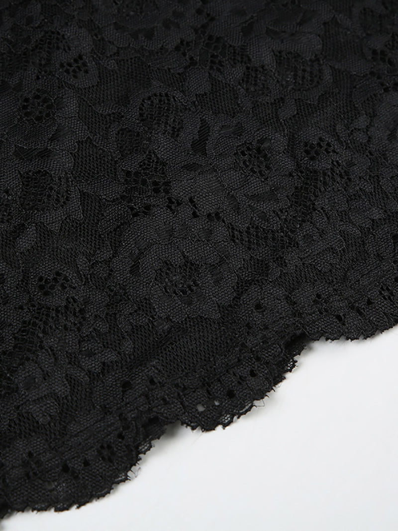 Sexy Mesh Lace Patchwork Spaghetti Strap Mini Dress