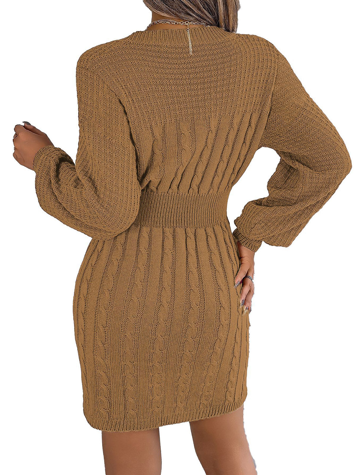 Round Neck Cut-out Knit Bodycon Dress
