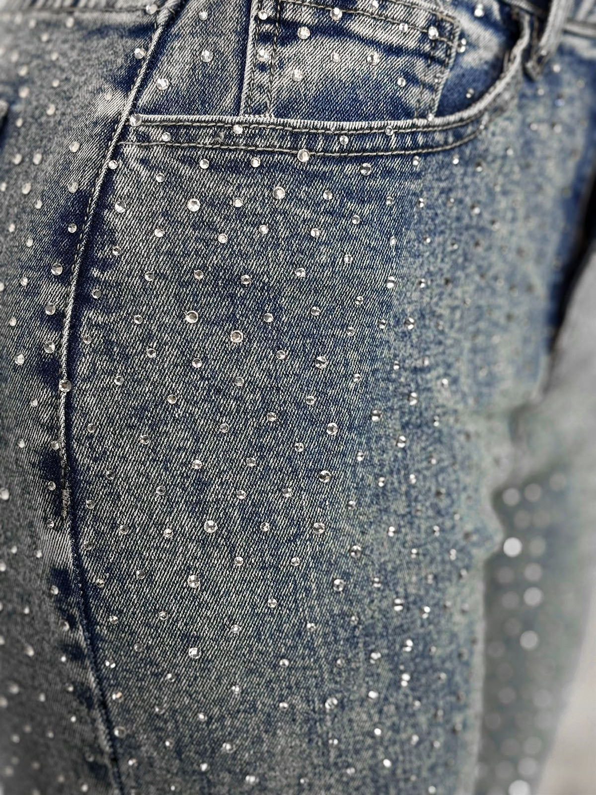 Fashion Rhinestone Slim Ripped Jeans