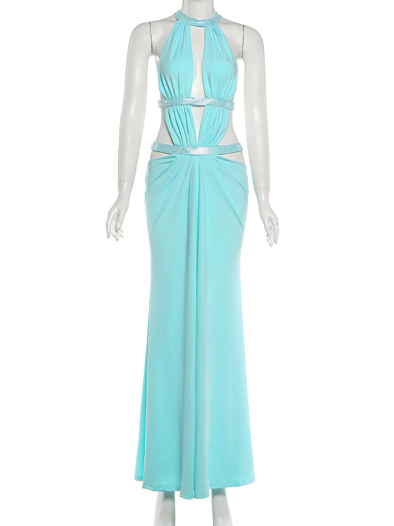 Sexy Sequin Patchwork Hollow Out Maxi Dress
