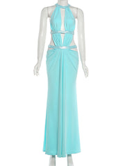 Sexy Sequin Patchwork Hollow Out Maxi Dress