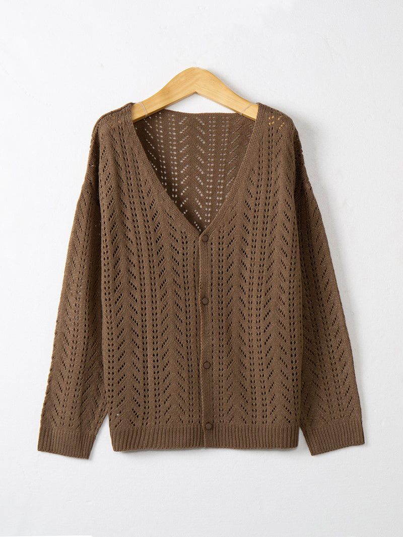 Casual Knit Crochet Button Cardigan Sweater