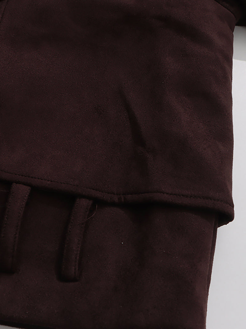 Vintage Lapel Neck Cropped Cinched Waist Jacket