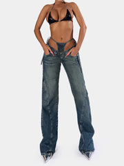 Fashion Hollow out Straight Jeans