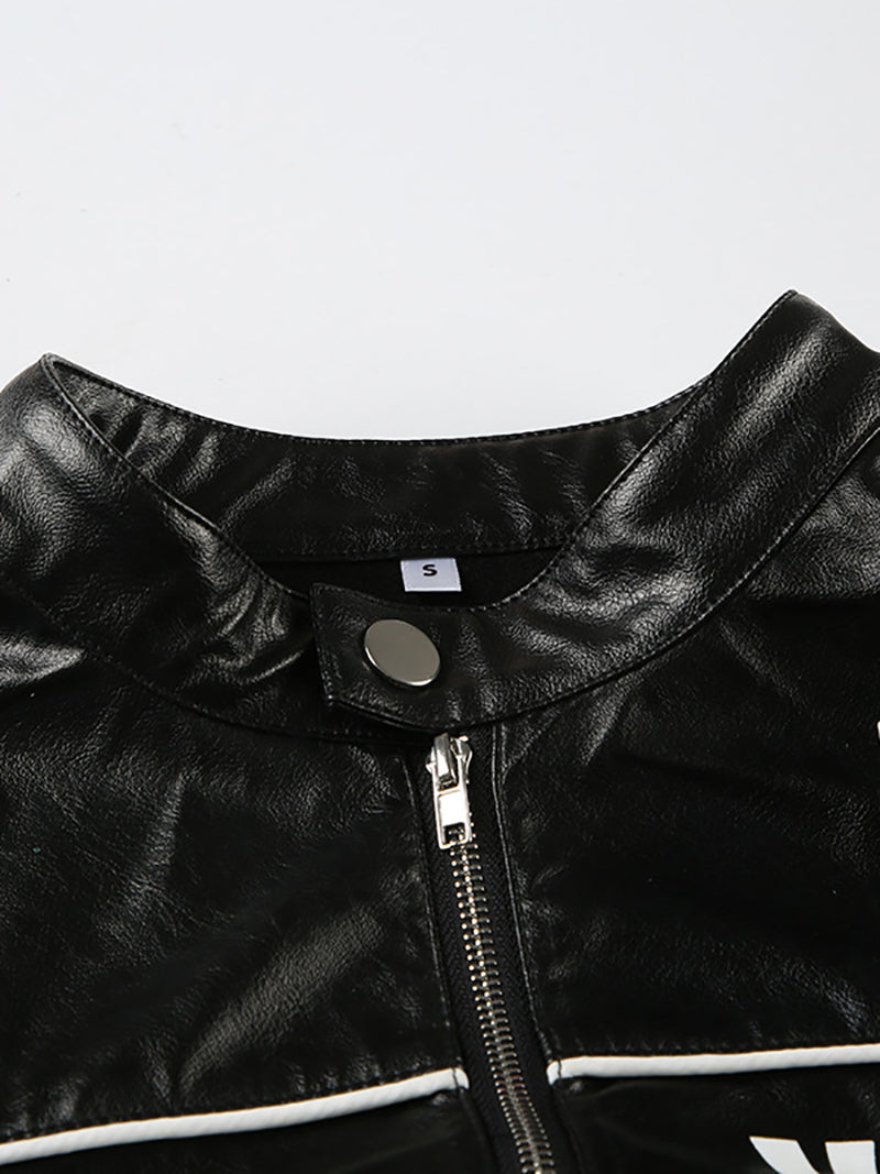 Fashion Faux Leather Cropped Jacket